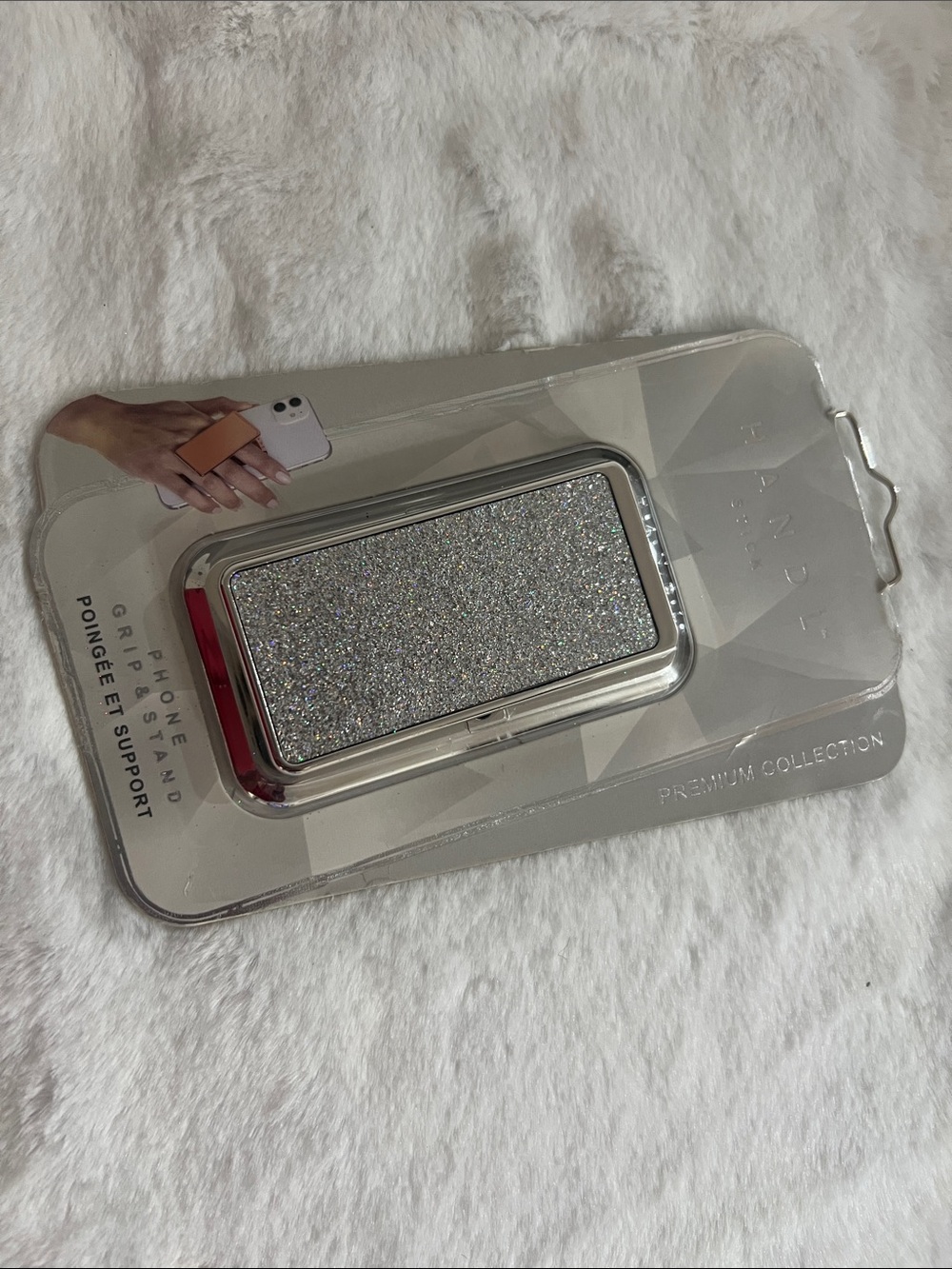 Landau Silver Glitter Phone Grip & Stand - Picture 2 of 4